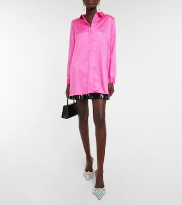 Crystal-embellished satin shirt | Self-Portrait