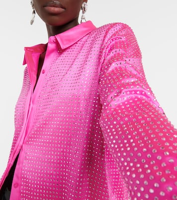 Crystal-embellished satin shirt | Self-Portrait