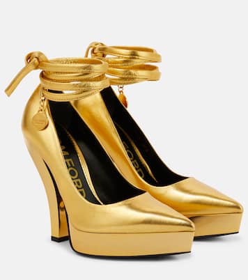 Metallic leather platform pumps | Tom Ford
