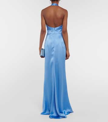Draped halterneck satin gown | Rasario