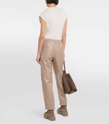Pantaloni in pelle a vita media | Brunello Cucinelli