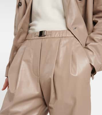 Pantaloni in pelle a vita media | Brunello Cucinelli