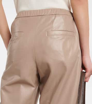 Pantaloni in pelle a vita media | Brunello Cucinelli
