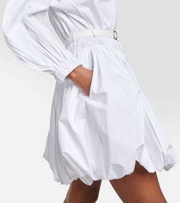 Miniabito in popeline di cotone con pelle | Jil Sander