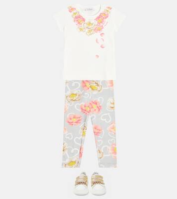 Floral printed jersey leggings | Monnalisa