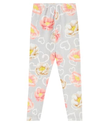 Floral printed jersey leggings | Monnalisa