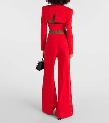 Crystal-embellished cropped wool blazer | Area