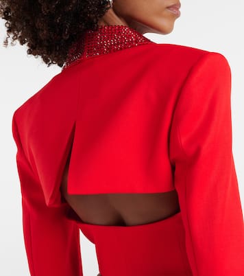 Crystal-embellished cropped wool blazer | Area