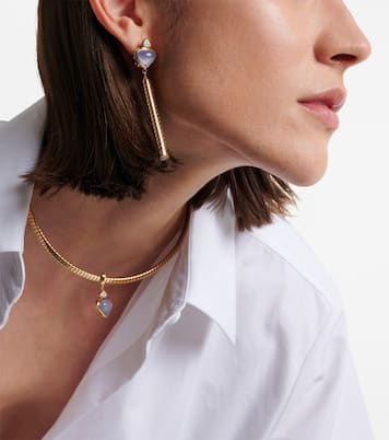 Boucles d'oreilles Trisolina en or 18 ct, calcédoine bleue et diamants | Marina B
