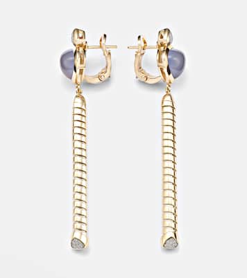 Boucles d'oreilles Trisolina en or 18 ct, calcédoine bleue et diamants | Marina B