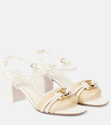 VLogo raffia-trimmed leather sandals | Valentino Garavani