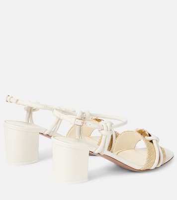 VLogo raffia-trimmed leather sandals | Valentino Garavani