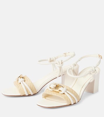 VLogo raffia-trimmed leather sandals | Valentino Garavani