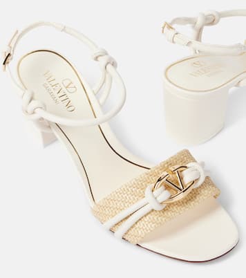 VLogo raffia-trimmed leather sandals | Valentino Garavani