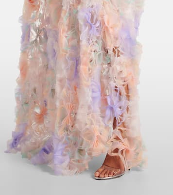 Abito lungo Air-Whirl con applicazioni floreali | Susan Fang