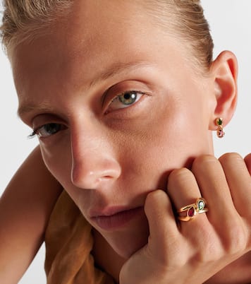 Bague Perfect Pair en or 10 ct, chrome diopside et topaze | Stone and Strand
