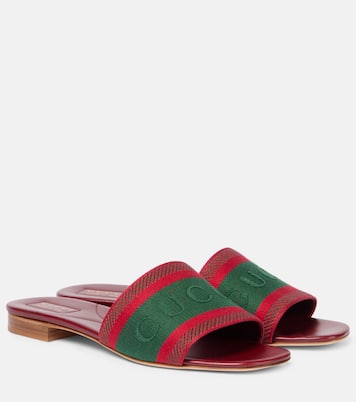 Web Stripe embroidered slides | Gucci