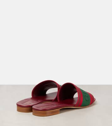 Web Stripe embroidered slides | Gucci