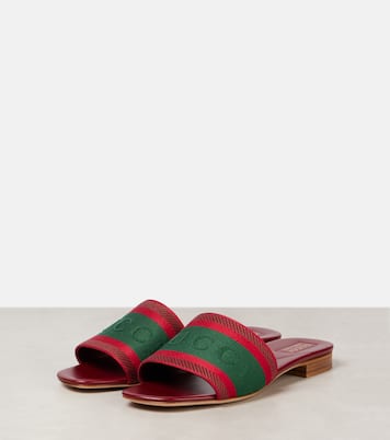 Web Stripe embroidered slides | Gucci