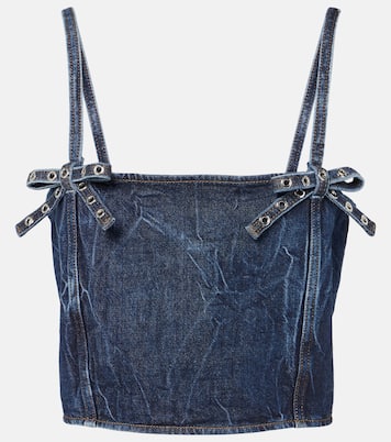 Top cropped di jeans con fiocco | Ganni