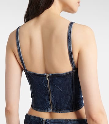 Top cropped di jeans con fiocco | Ganni