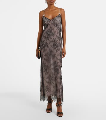 Vestido midi Rebrodé de encaje | Blumarine
