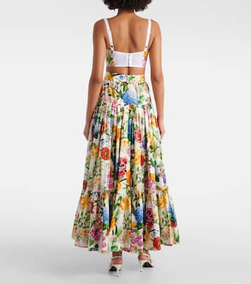 Jupe longue en coton à fleurs | Dolce&Gabbana