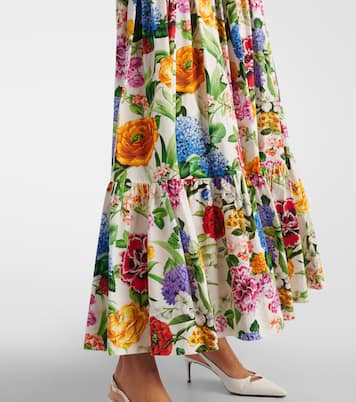 Jupe longue en coton à fleurs | Dolce&Gabbana