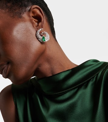 Reign Supreme 18kt white gold earrings with diamonds and emeralds | Yeprem