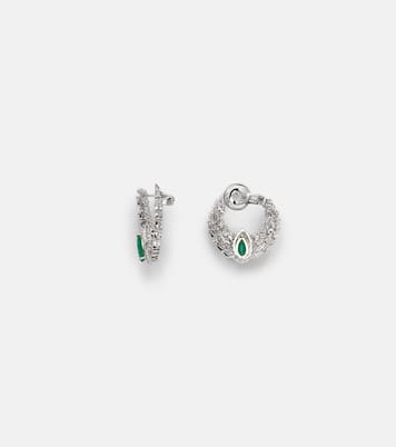 Reign Supreme 18kt white gold earrings with diamonds and emeralds | Yeprem