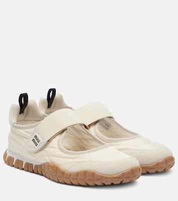 Mary-Jane-Ballerinas Tyre mit Veloursleder | Miu Miu