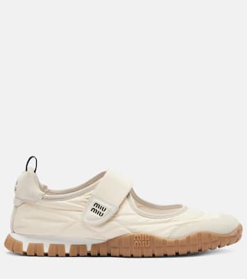 Mary-Jane-Ballerinas Tyre mit Veloursleder | Miu Miu