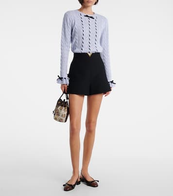Bow-detail cable-knit virgin wool sweater | Valentino