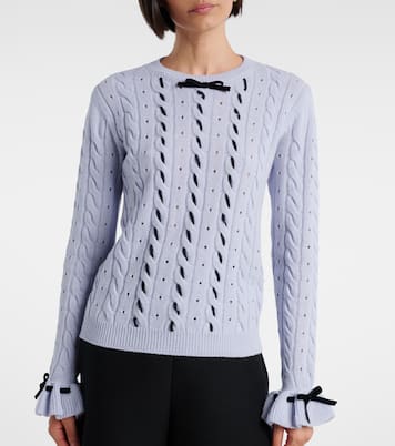 Bow-detail cable-knit virgin wool sweater | Valentino