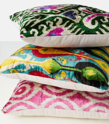 Printed silk and cotton velvet cushion | Les-Ottomans