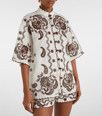 Camicia Ascension in lino con ricamo | Zimmermann