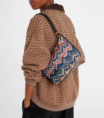Zigzag leather-trimmed shoulder bag | Missoni