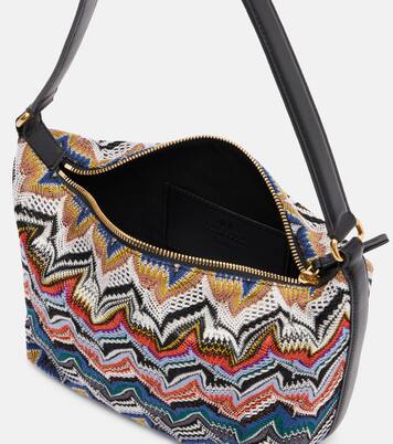 Zigzag leather-trimmed shoulder bag | Missoni