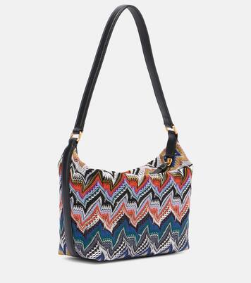 Zigzag leather-trimmed shoulder bag | Missoni