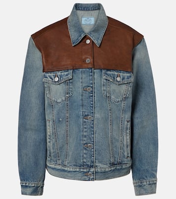 Jeansjacke mit Leder | Prada