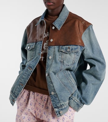 Jeansjacke mit Leder | Prada
