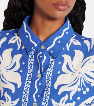 Ocean Scarf printed linen-blend shirt | Farm Rio