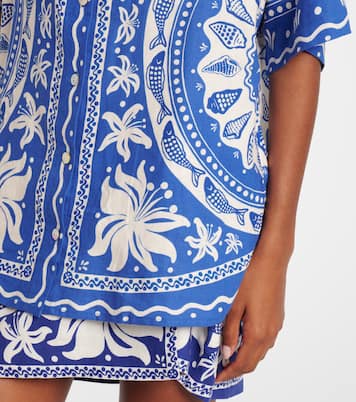 Ocean Scarf printed linen-blend shirt | Farm Rio