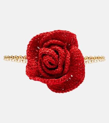 Crochet floral-appliqué gold-plated necklace | Magda Butrym
