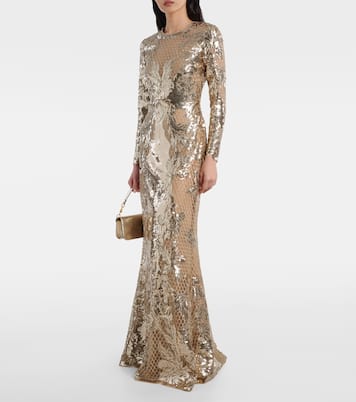 Vestido de fiesta de tul bordado con lentejuelas | Elie Saab