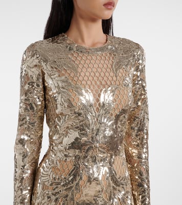 Vestido de fiesta de tul bordado con lentejuelas | Elie Saab