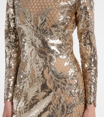 Vestido de fiesta de tul bordado con lentejuelas | Elie Saab