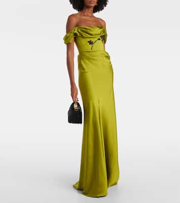 Paloma embellished satin bustier gown | Clio Peppiatt