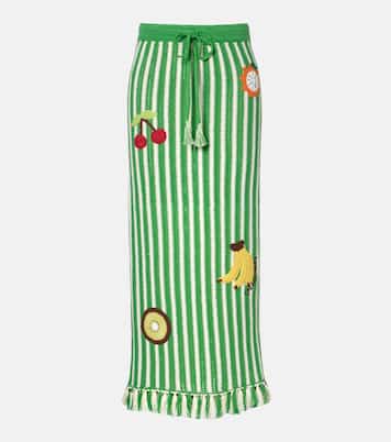 Sundae crochet embroidered cotton maxi skirt | Alémais