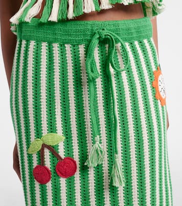 Sundae crochet embroidered cotton maxi skirt | Alémais